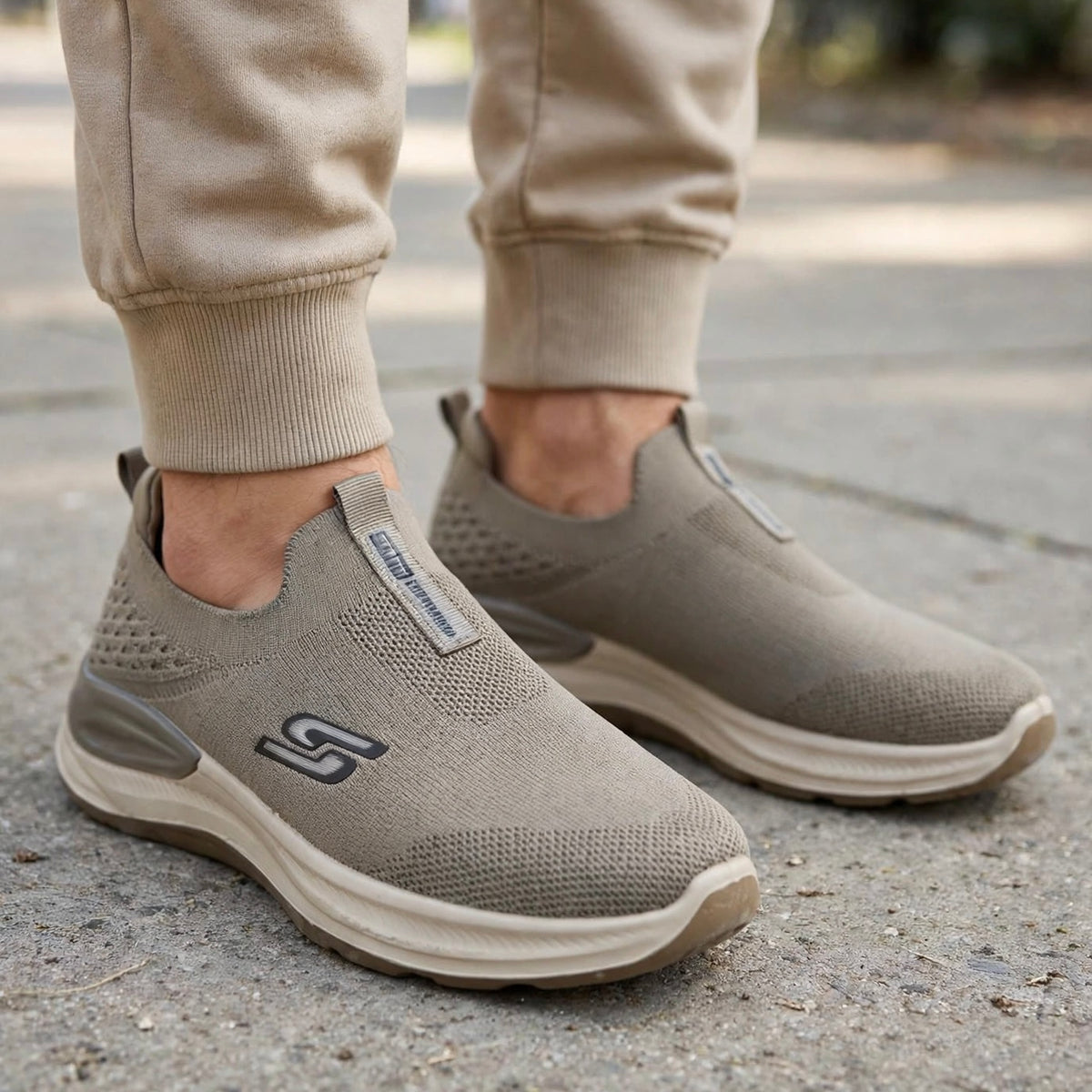 Olive Comfort Knit Slip-On Skechers