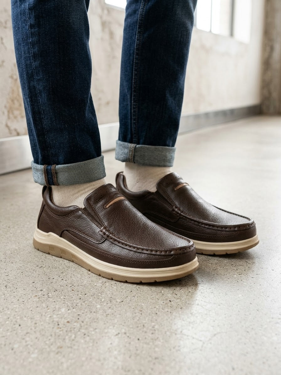 Premium Handcrafted Leather Dark Brown Medicated Comfort Insole | Durable Shock Absorber Sole – Ultimate Daily Wear Comfort