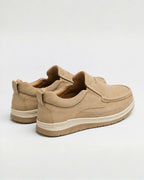 Men’s Beige Soft-Touch Medicated Loafer Suede Jogger | Non-Slip Ergonomic Sole – Pure Handmade Comfort