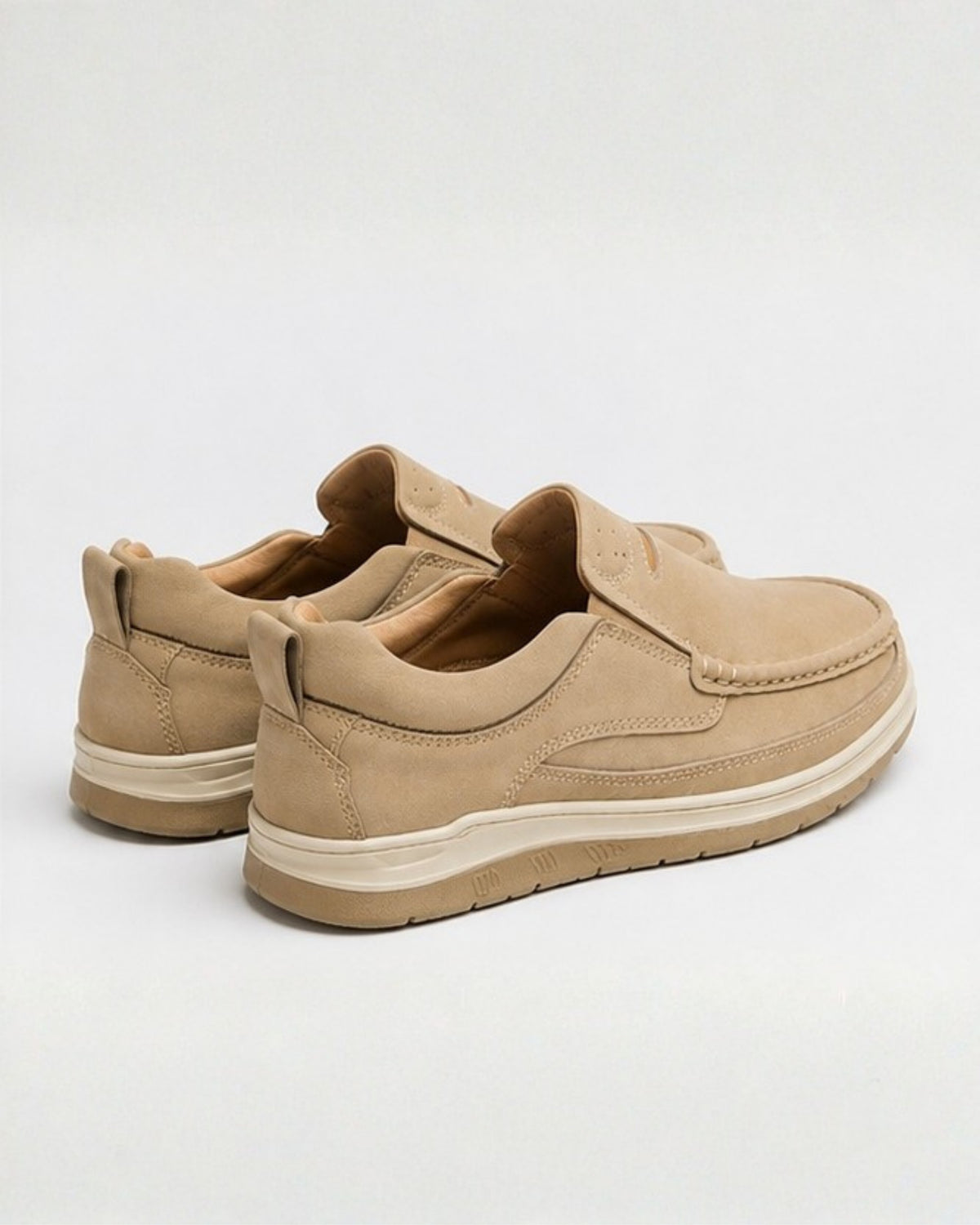 Men’s Beige Soft-Touch Medicated Loafer Suede Jogger | Non-Slip Ergonomic Sole – Pure Handmade Comfort