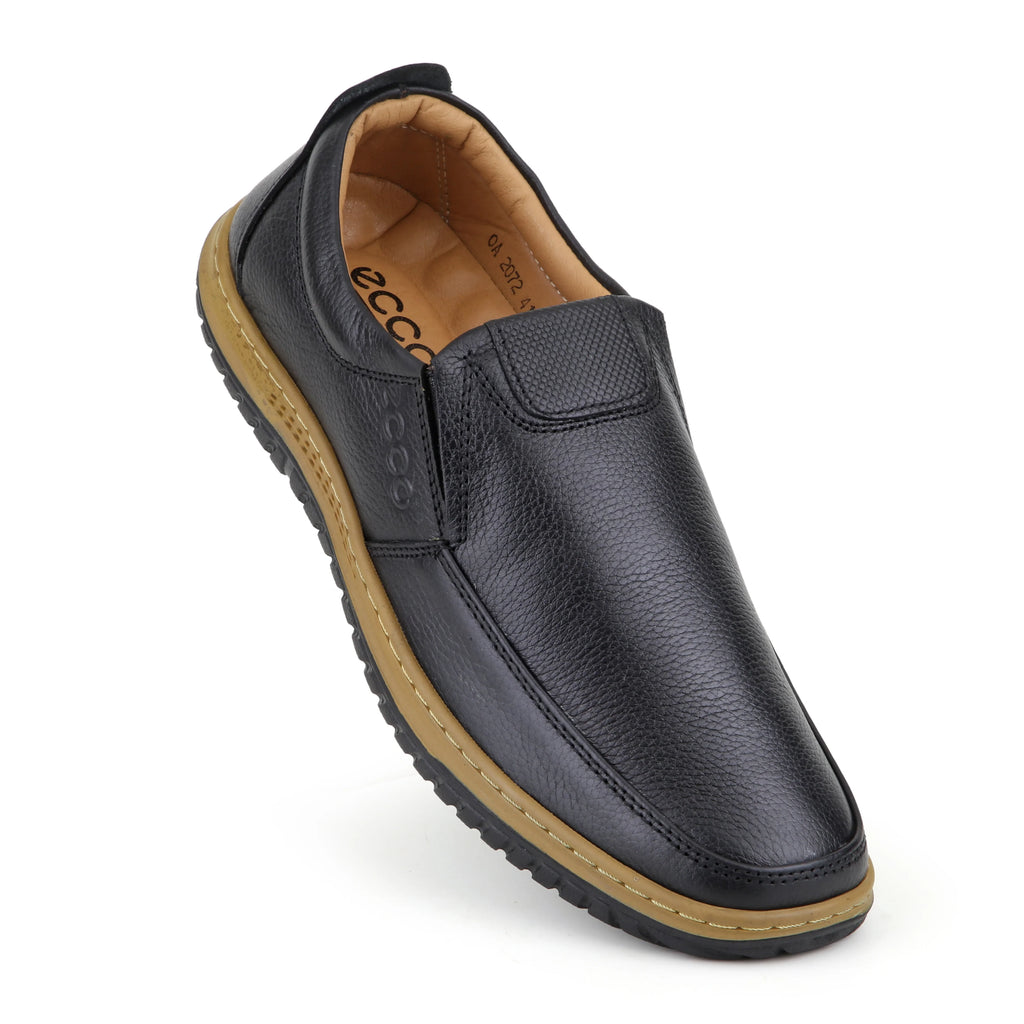 Premium Medicated Leather Shoes Sizes Up to 47 - BLACK