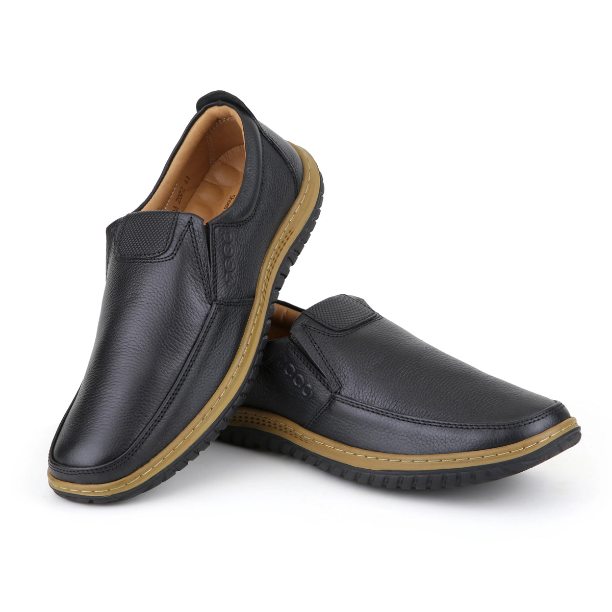 Premium Medicated Leather Shoes Sizes Up to 47 - BLACK