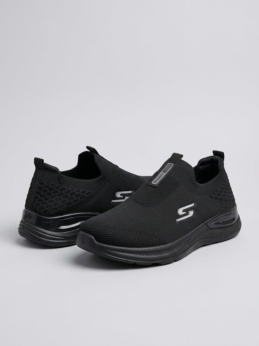 Black Comfort Knit Slip-On Skechers