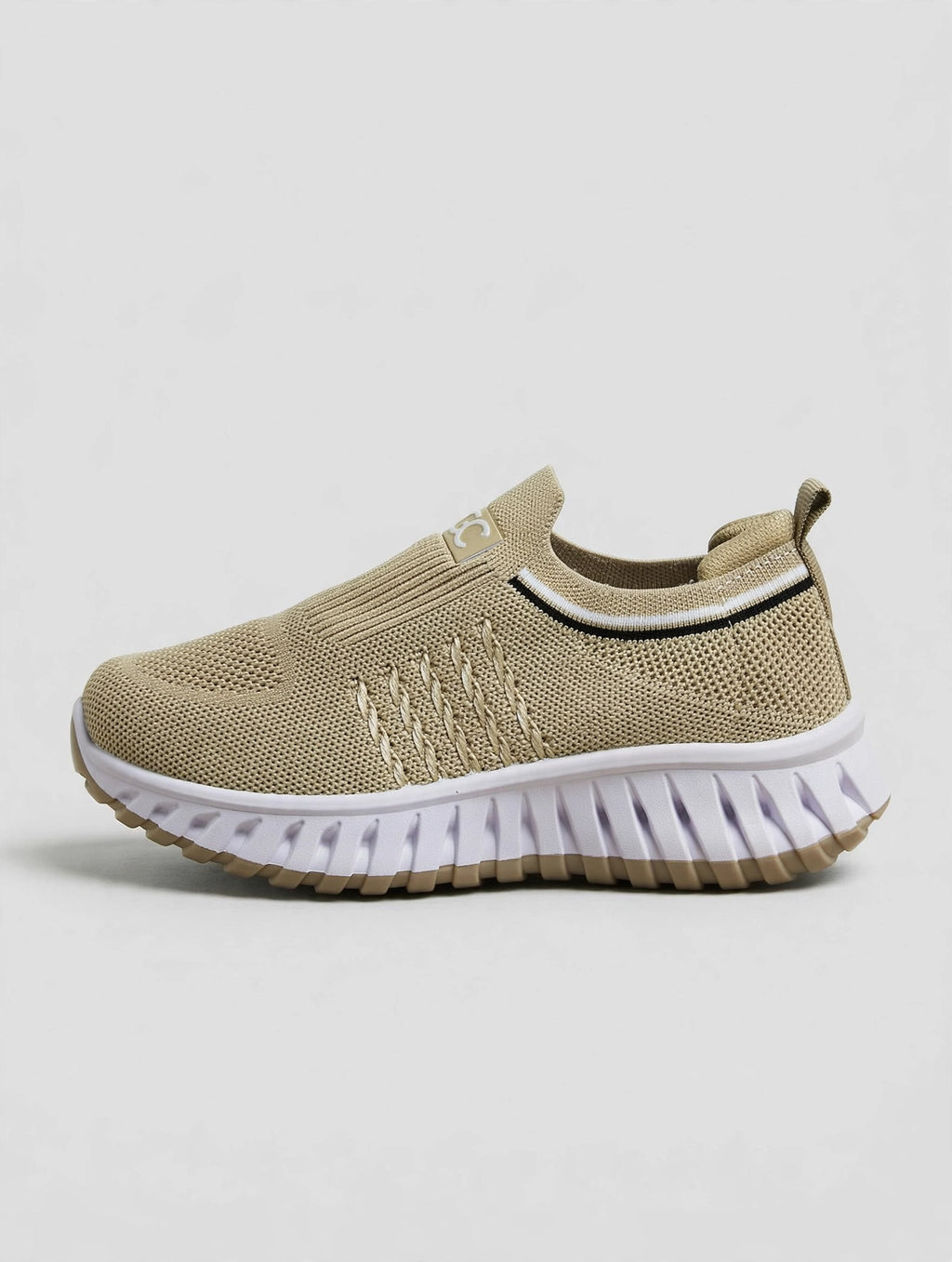 Women’s Knit Comfort Beige Slip-On Sneakers