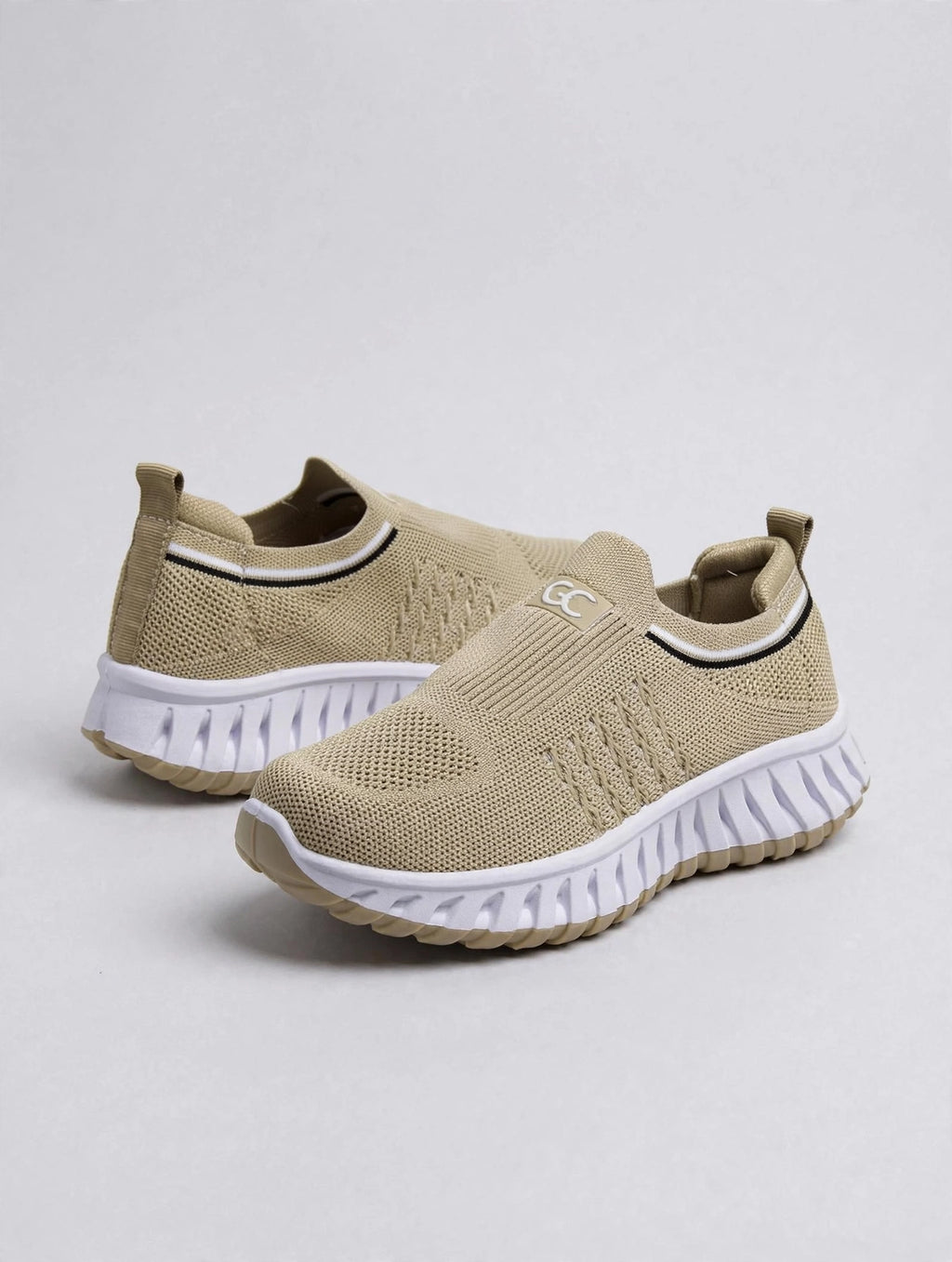 Women’s Knit Comfort Beige Slip-On Sneakers