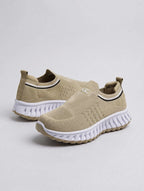 Women’s Knit Comfort Beige Slip-On Sneakers
