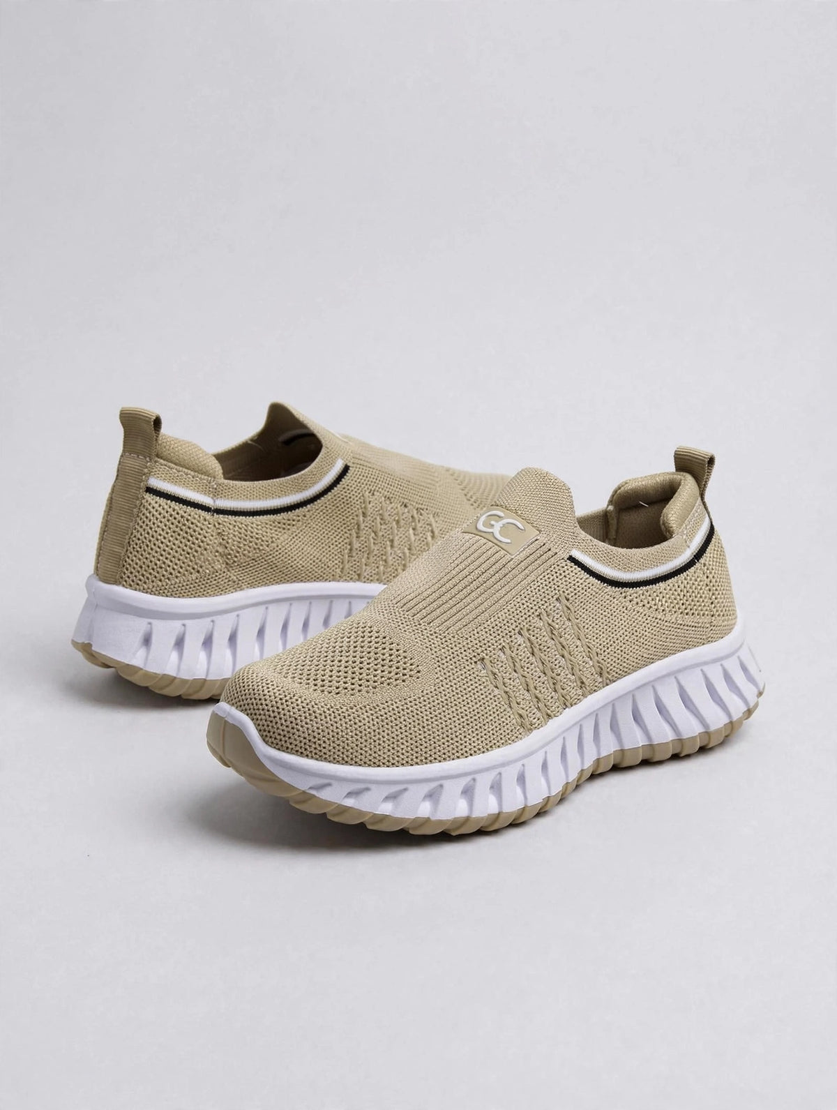 Women’s Knit Comfort Beige Slip-On Sneakers