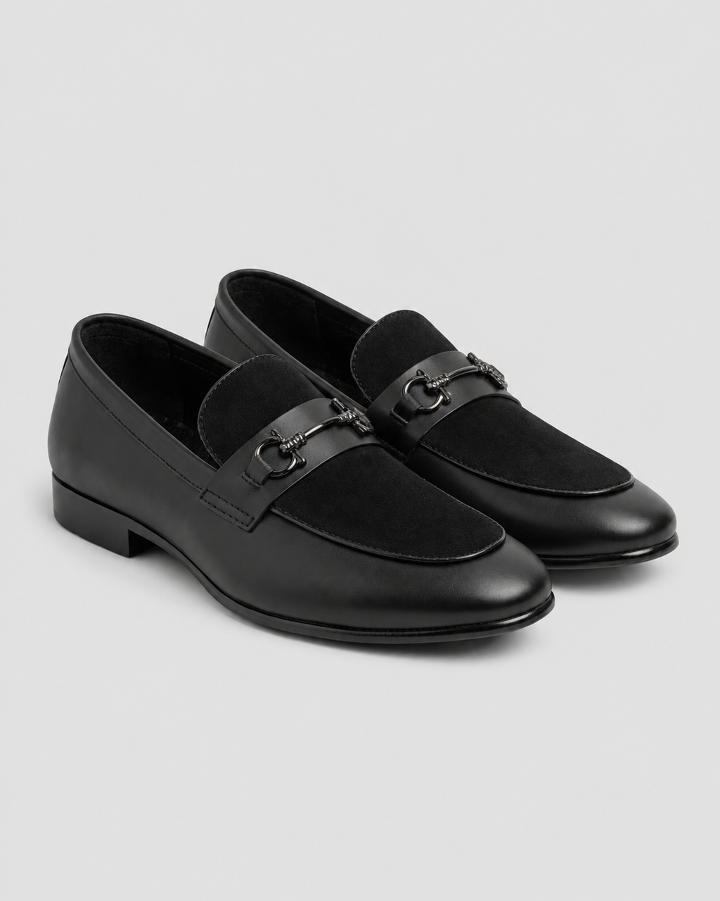 Black Suede Touch Premium Loafer — studio light grey background