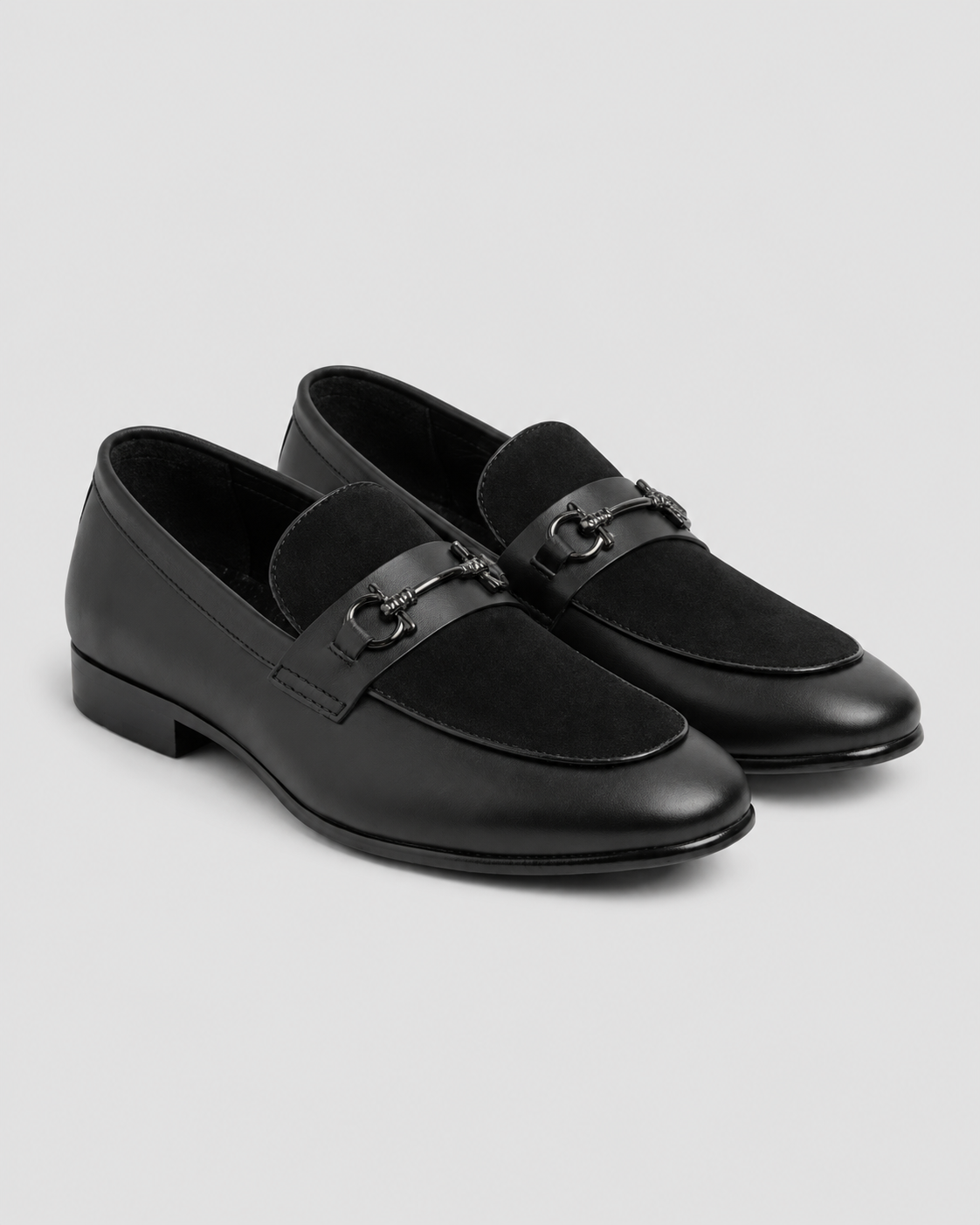 Black Suede Touch Premium Loafer — studio light grey background