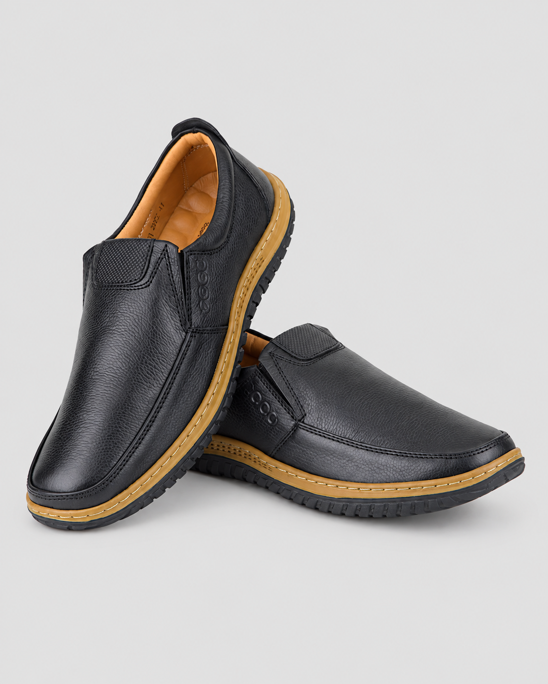 Premium Medicated Leather Shoes Sizes Up to 47 - BLACK — studio light grey background