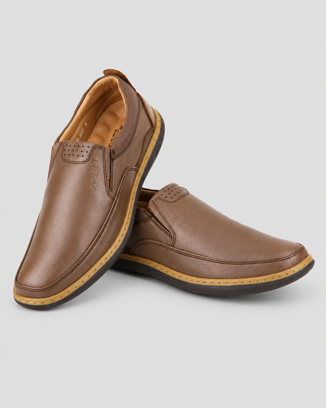Premium Medicated Leather Shoes Sizes Up to 47 - BROWN — studio light grey background
