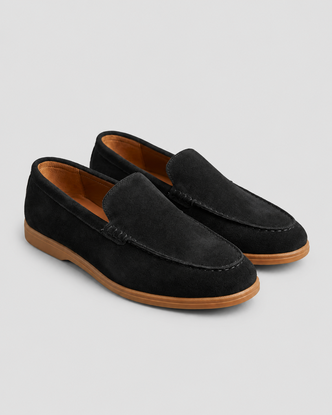 Signature Black Suede Loafer - All-Day Comfort, Formal & Casual — studio light grey background