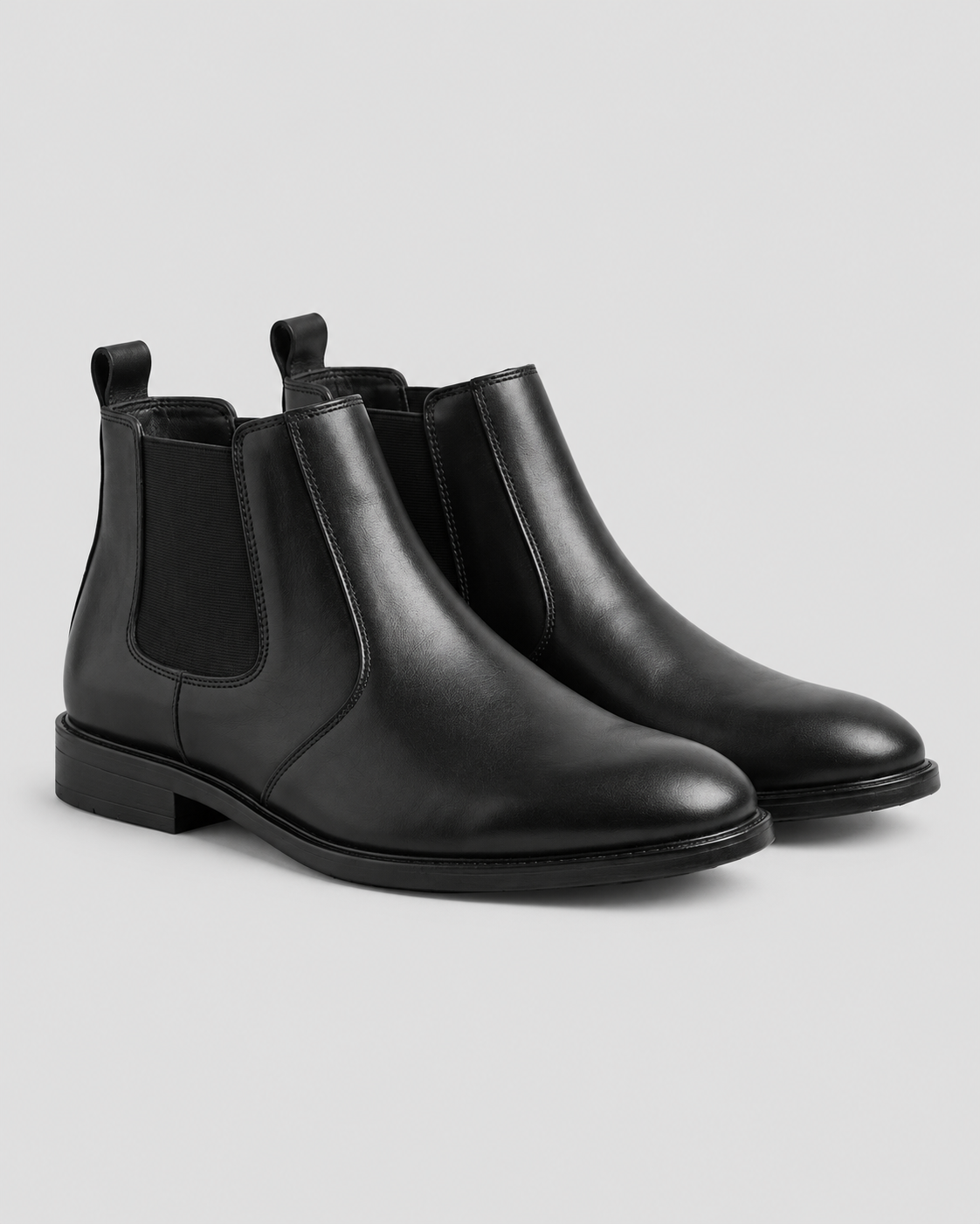Premium Leather Chelsea Boots — studio light grey background
