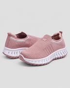 Women’s Knit Comfort Slip-On Sneakers — studio light grey background